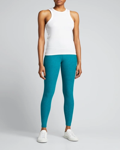 Shop Beyond Yoga Caught In The Midi High-waist Space-dye Leggings In Bay Blue Heather