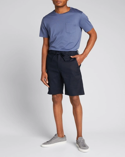 Shop Vince Men's Linen-blend Drawstring Shorts In Coastal