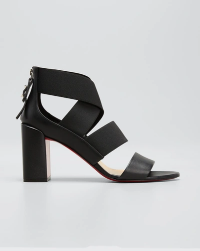 Shop Christian Louboutin Patrouille Leather Strappy Red Sole High-heel Sandals In Black