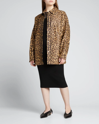 Shop Valentino Leopard-print Oversized Overshirt In Beige Multi
