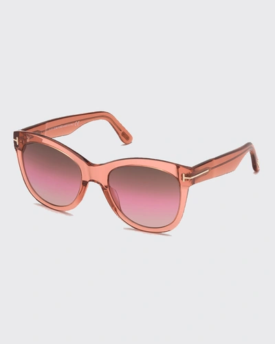 Shop Tom Ford Wallace Acetate Cat-eye Sunglasses In 74f Coral