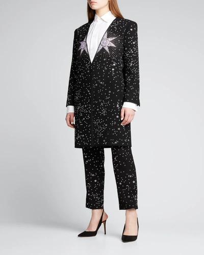 Shop Libertine Pink Star Rhinestoned Wool Coat In Black