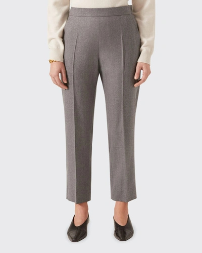 Shop Agnona Wool Elasticized Cropped Pants In Flannel Grey