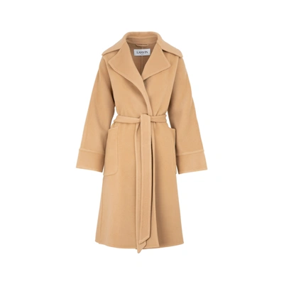 Shop Lanvin Wool And Cashmere Coat In Nude &amp; Neutrals