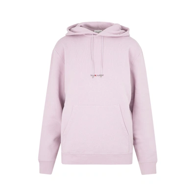 Shop Saint Laurent Cotton Hoodie Sweatshirt In Pink &amp; Purple