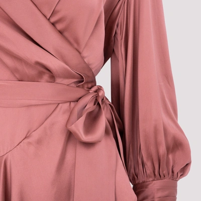 Shop Zimmermann Silk Wrap Short Dress In Pink &amp; Purple