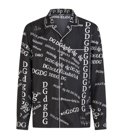 Shop Dolce & Gabbana Silk Logo Print Pyjama Shirt In Multi