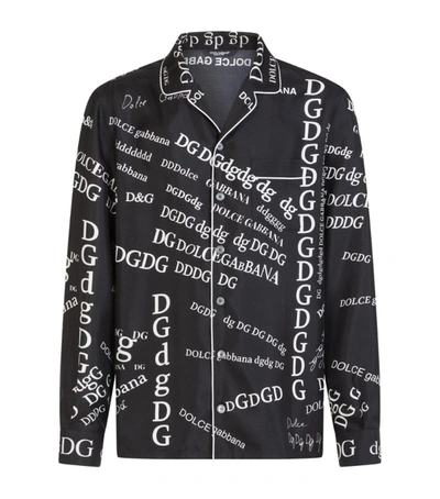 Dolce & Gabbana Black/White Heart Print Silk Pajama Shirt 4XL Dolce &  Gabbana