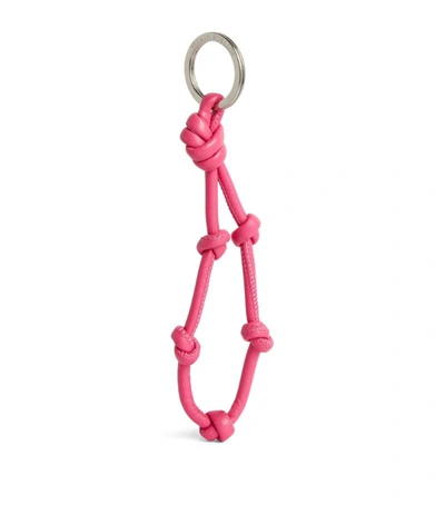 Shop Bottega Veneta Leather Knot Keyring In Pink
