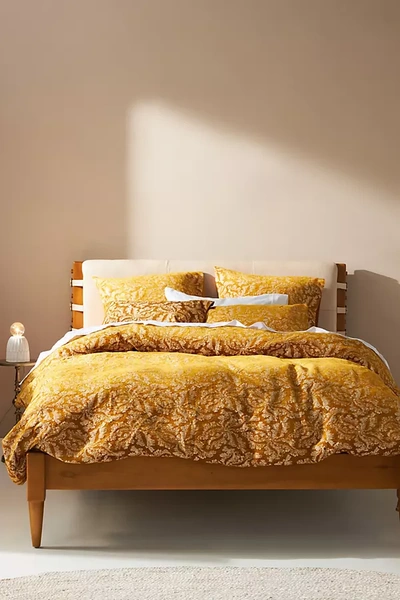 Shop Anthropologie Jacquard-woven Katerina Duvet Cover In Yellow