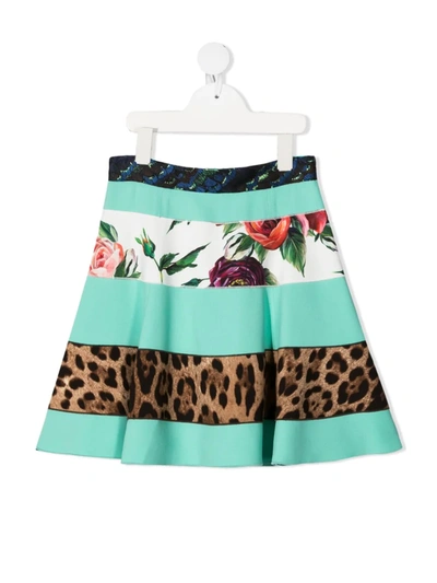 Shop Dolce & Gabbana Mix-print Skirt In Green