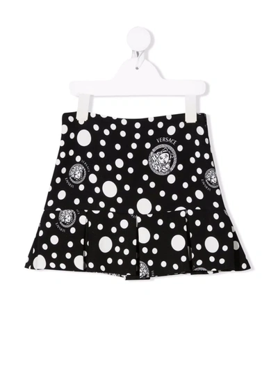 Shop Versace Medusa-head Polka-dot Skirt In Black