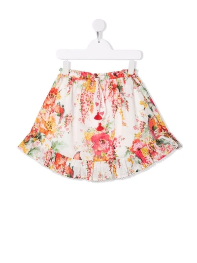 Shop Zimmermann Mae Ruffle Hem Skirt In 白色