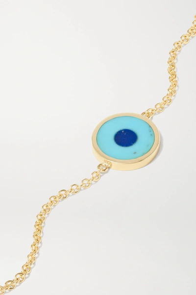 Shop Jennifer Meyer Mini Evil Eye 18-karat Gold, Turquoise And Lapis Lazuli Bracelet