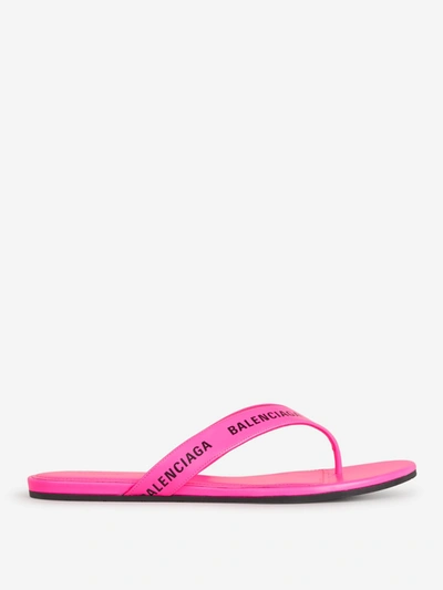 Shop Balenciaga Allover Logo Thong Sandals In Pink