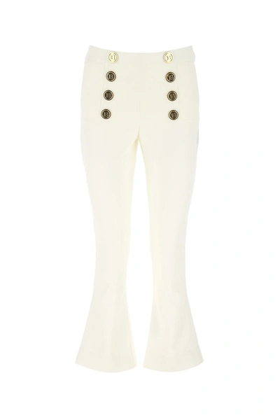 Shop Balmain Buttoned Detailed Bootcut Pants In White