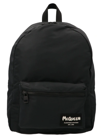 Shop Alexander Mcqueen Metropolitan Logo Patch Backpack In Black