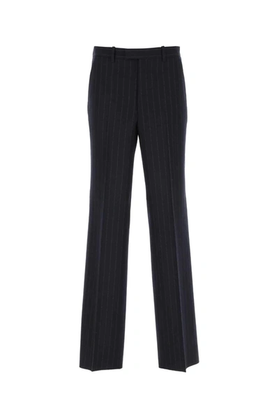 Shop Prada Pinstripe Tailored Trousers In Navy