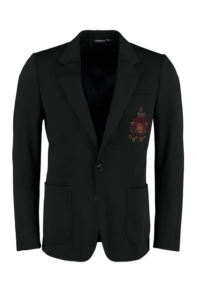 Shop Dolce & Gabbana Crest Embroidered Single In Black