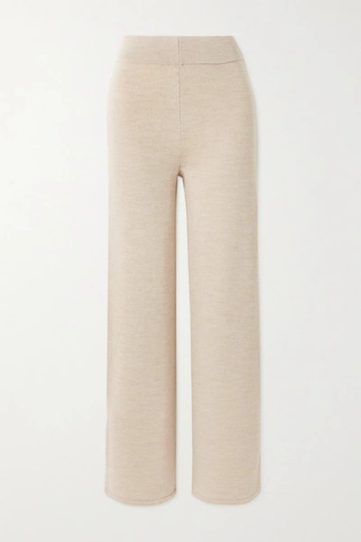 Shop Max Mara Leisure Lalla Wool Wide-leg Pants In Beige