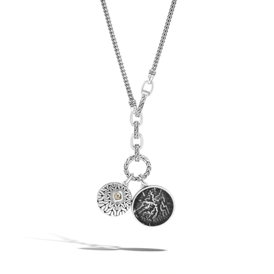 John Hardy Men's Sterling Silver Classic Chain Pyrite Accented Disc & Coin Amulet Transformable Pendant Necklac In Pyrite