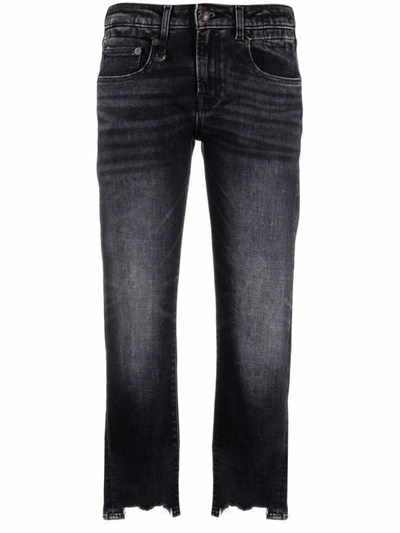Shop R13 Raw-cut Cropped Jeans In Black