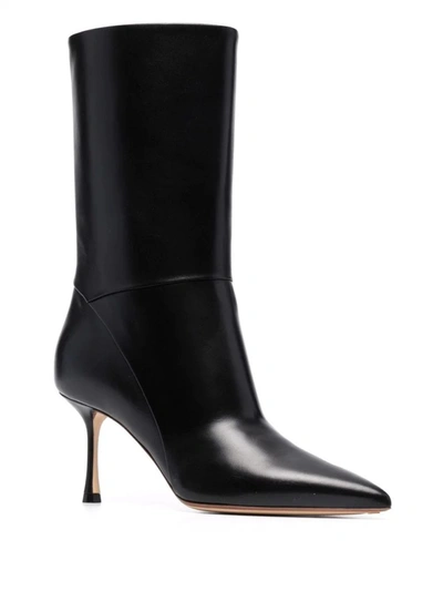 Shop Francesco Russo Mid-heel Leather Boots In Black