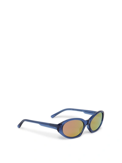 Shop Linda Farrow Shiny Oval Sunglasses Navy And Orange