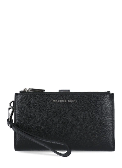 Shop Michael Michael Kors Adele Pebbled Wallet In Black