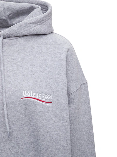 Shop Balenciaga Grey Cotton Hoodie With Logo
