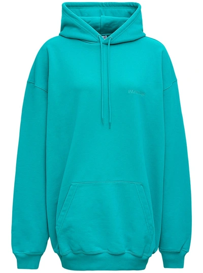 Shop Balenciaga Turquoise Cotton Hoodie  With Logo In Light Blue