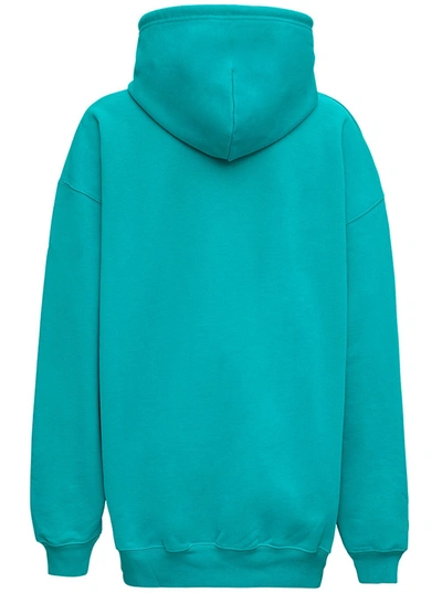 Shop Balenciaga Turquoise Cotton Hoodie  With Logo In Light Blue
