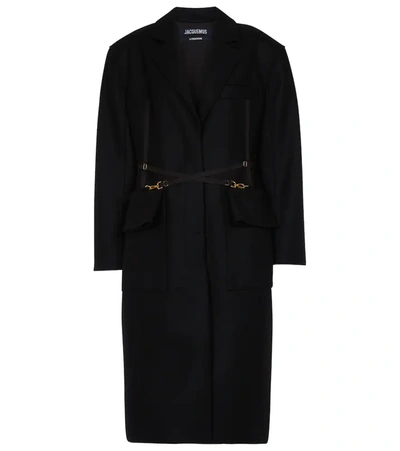 Shop Jacquemus Le Manteau Soco Wool-blend Coat In Black