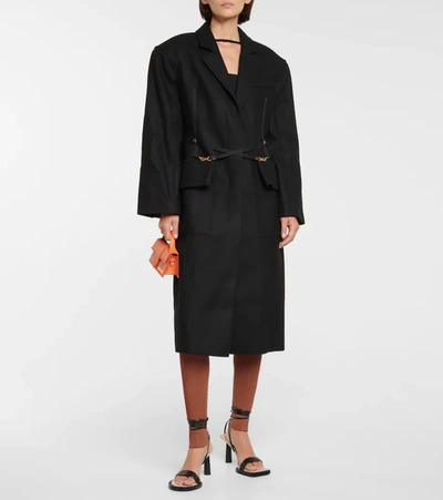 Shop Jacquemus Le Manteau Soco Wool-blend Coat In Black