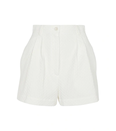 Shop Alaïa Cotton-blend Jacquard Shorts In White