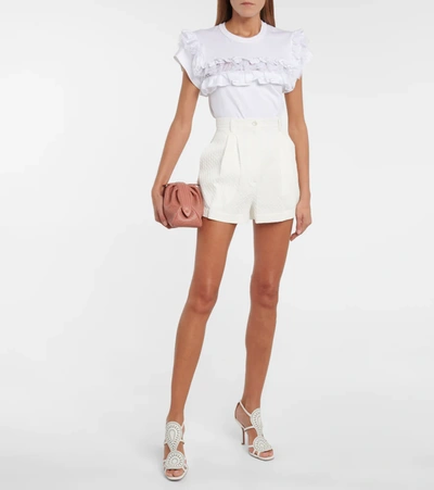 Shop Alaïa Cotton-blend Jacquard Shorts In White