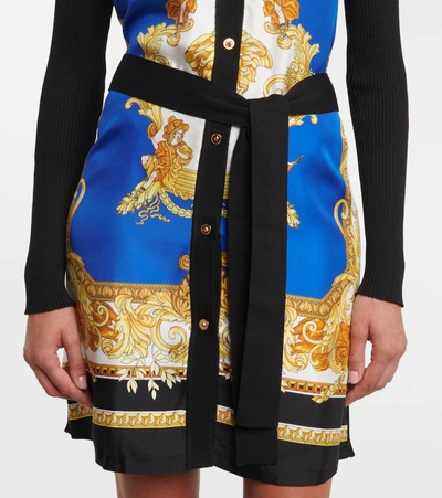 Shop Versace Medusa Renaissance Silk And Cotton Shirt Dress In Blue