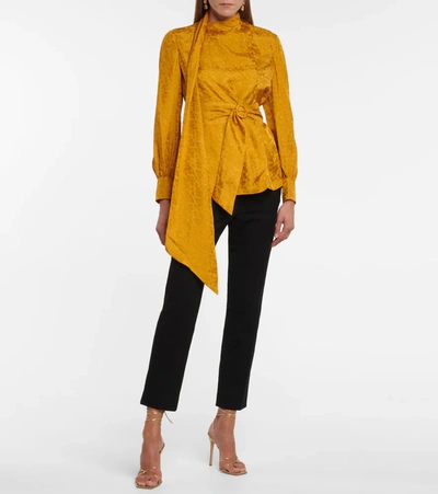 Shop Erdem Willia Paisley Silk Jacquard Blouse In Yellow