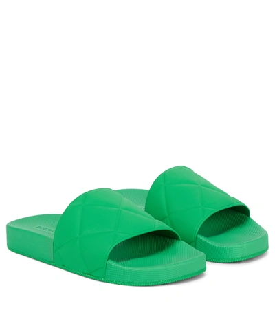 Shop Bottega Veneta Slider Rubber Slides In Green