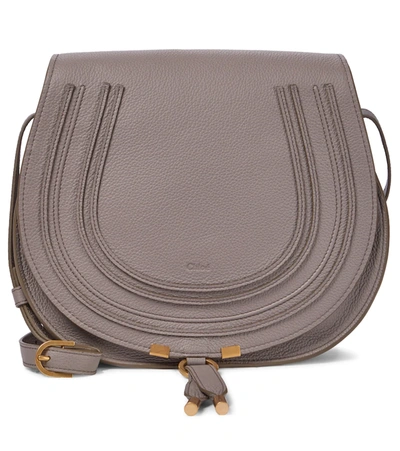Shop Chloé Marcie Medium Leather Crossbody Bag In Grey