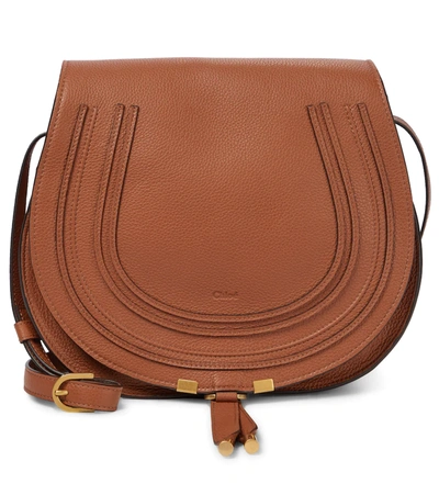 Shop Chloé Marcie Medium Leather Crossbody Bag In Brown
