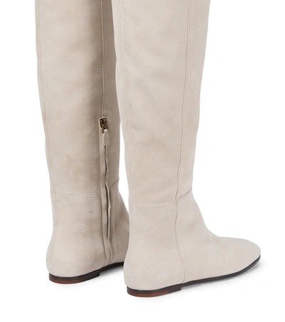 Shop Loro Piana Ada Over-the-knee Suede Boots In White