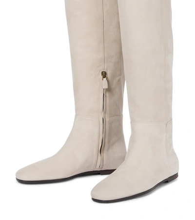 Shop Loro Piana Ada Over-the-knee Suede Boots In White