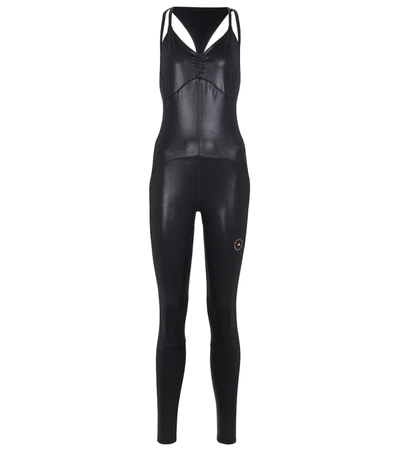 Adidas By Stella Mccartney All-in-one Shiny Bodysuit In Black | ModeSens
