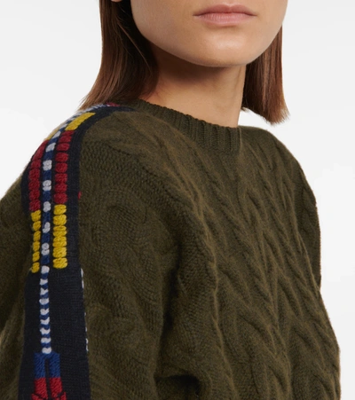 Shop Etro Cable-knit Cropped Sweater In Green