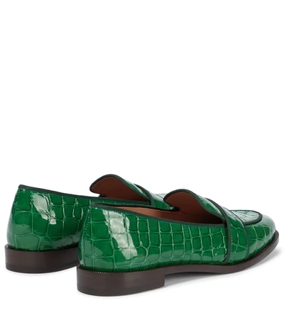 Shop Aquazzura Martin Croc-effect Leather Loafers In Green