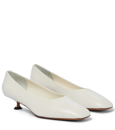 The Row Leather Sharp Pumps in White Womens Shoes Heels Pump shoes 