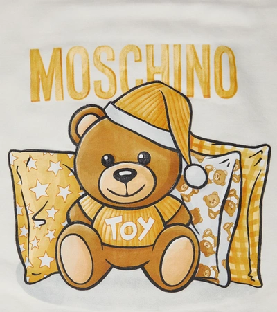 Shop Moschino Baby Printed Stretch-cotton Blanket In 白色
