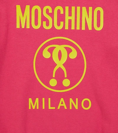 Shop Moschino Logo Cotton And Wool Sweater In 粉红色
