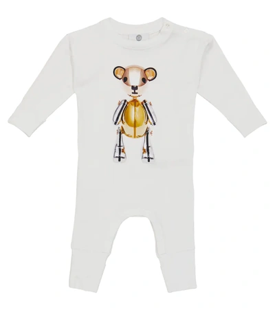 Shop Burberry Baby Printed Stretch-cotton Onesie In 白色